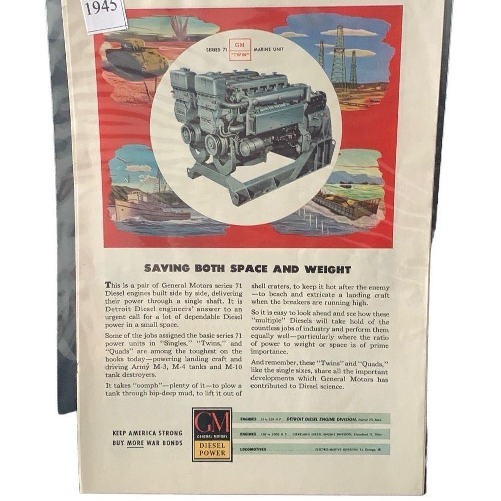 Vintage 1945 General Motors Diesel Power Ad Advertisement